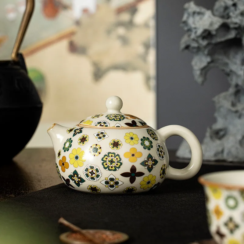 

Ru Kiln Datang Baoxiang Xishi Pot Ceramic Teapot Tea Home Kung Fu Tea Set Chinese Filter Tea Infuser Teapot