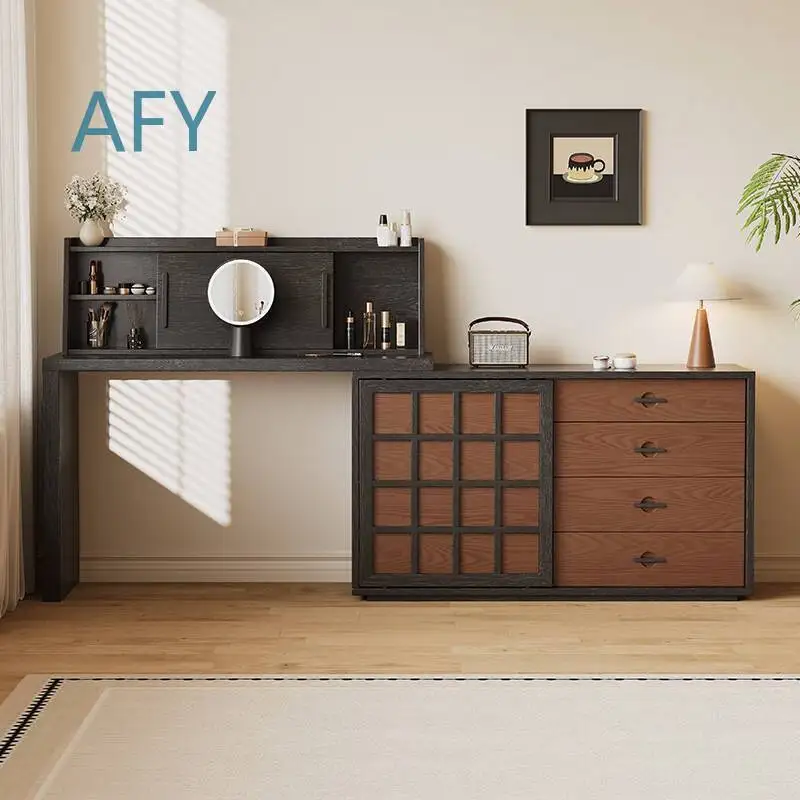 Medieval Dresser for Small Apartment French Retro Corner Chest for Bedroom Premium Makeup Table Solid Wood Vanity Storage