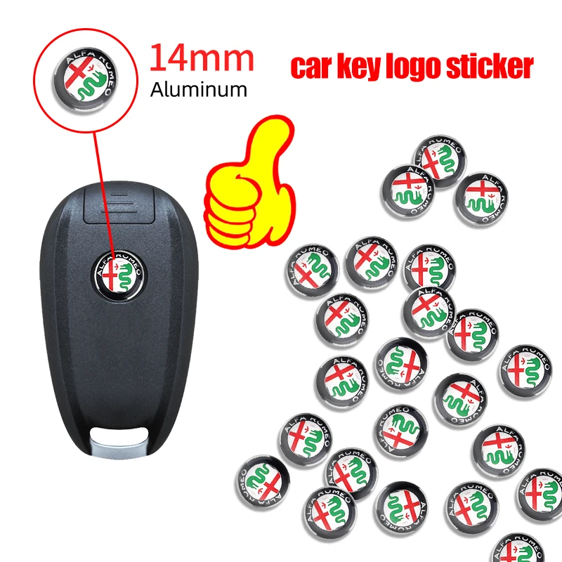 5/10Pcs 14mm For Alfa Romeo 147 159 156 Giulietta Giulia Mito Auto Car Key Badge Emblem Replacement Car Key Sticker Accessories