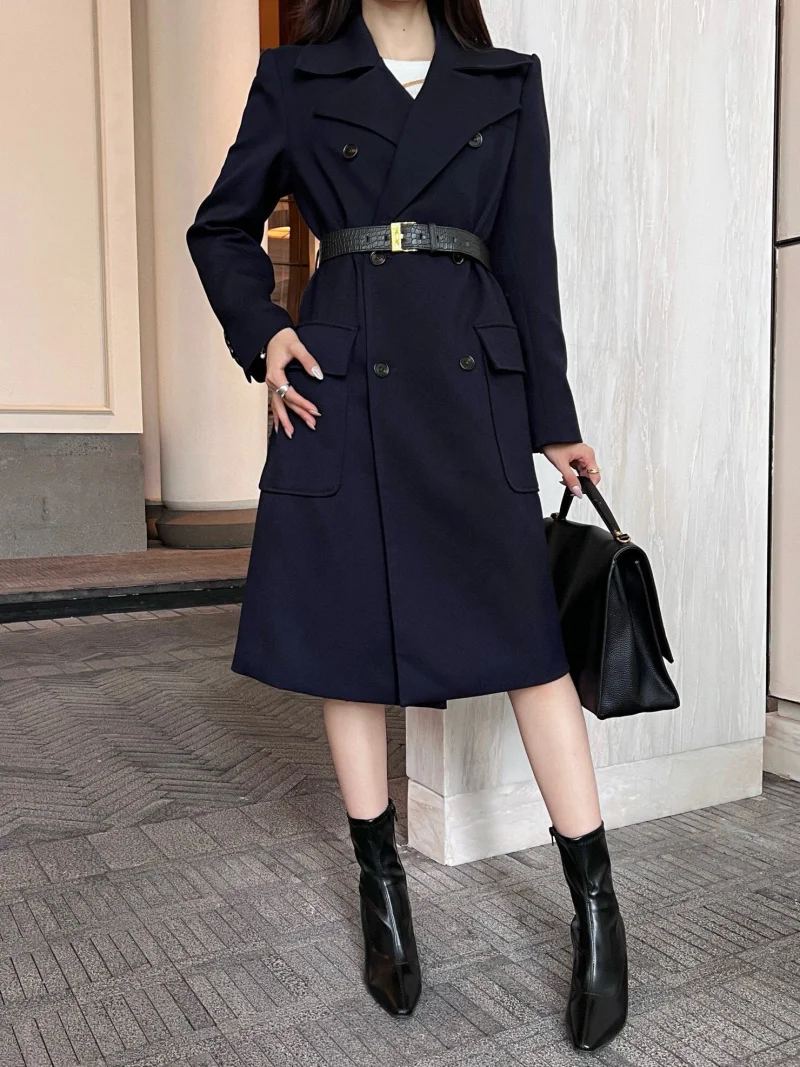 2024 Autumn New Women's Coat Fashionable, Exquisite, Stylish, Handsome, Double breasted Waist Belt Slimming Coat