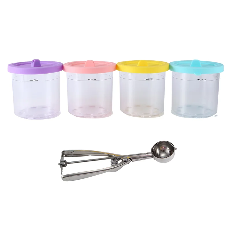 

LUWEI 4 Pack For NINJA Ice Cream Pint Cups NC299AMZ NC300S Series Ice Cream Maker Parts Accessories Storage Jars With Airtight L