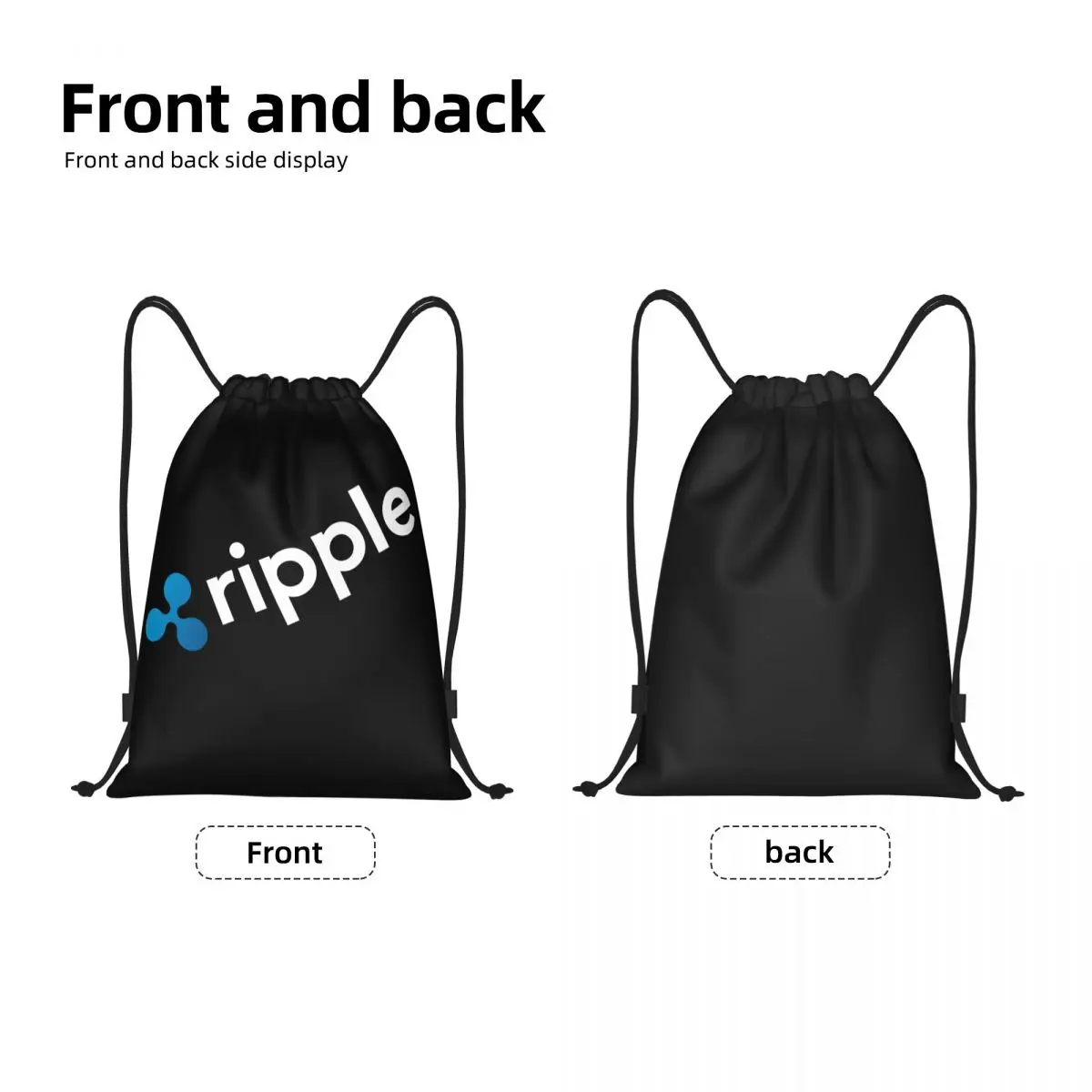 Custom Ripple XRP Drawstring Bags Women Men Lightweight Bitcoin Cryptocurrency   Sports Gym Storage Backpack