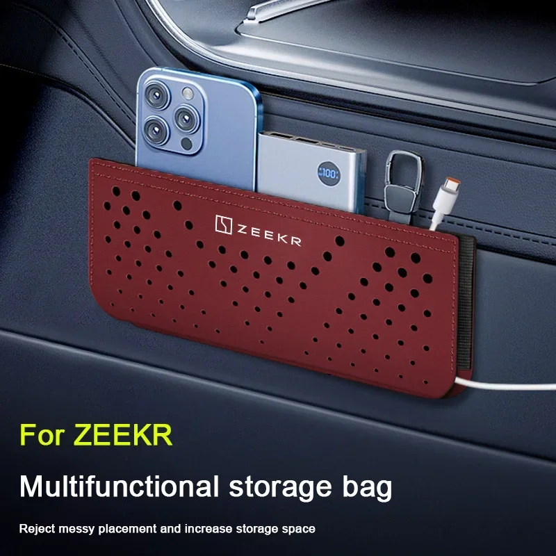 IOSN For ZEEKR 001 007 009 7X Z Paste Type Storage Box put cell phone bag Multi-Functional Car Seat Back Net Storage Bag Accesso