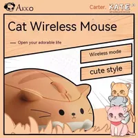 Akko Cat Wireless Mouse 2.4g Portable Performance Rechargeable Mice Mouse  For Desktop Laptop Universal Cute Pc Office Girl Mous