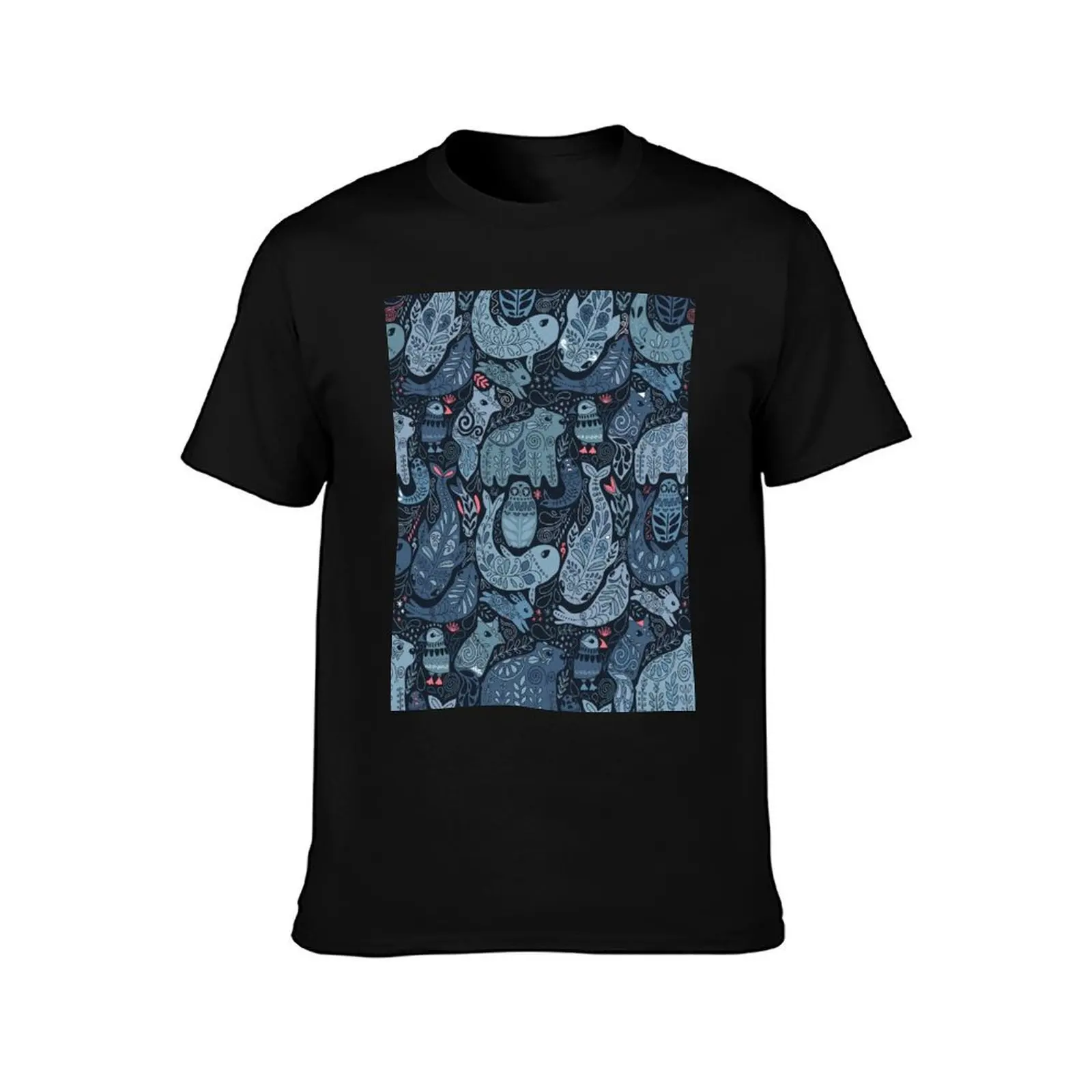 Arctic animals. Narwhal polar bear whale puffin owl fox bunny seal. T-Shirt Summer Casual Cotton Tee Unisex Men Women