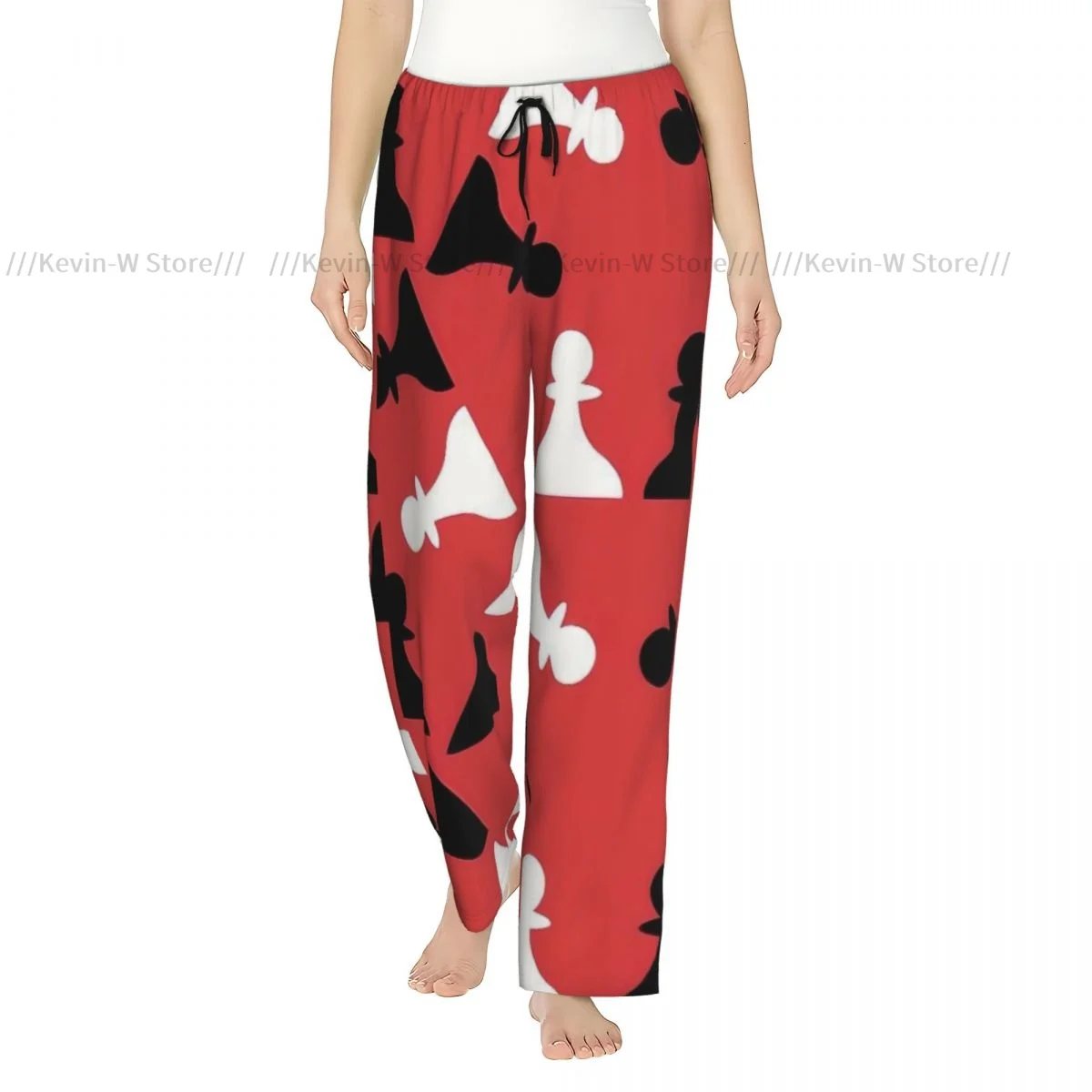 

Warm Flannel Sleep Pants for Women Chess Pajama Bottoms with Elastic Waist