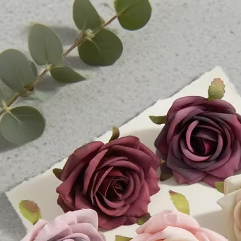 

50/100PCS Artificial Flowers Cheap Wreaths Wedding Party Home Room Decoration Diy Gifts Box Scrapbooking Fake Silk Roses Head