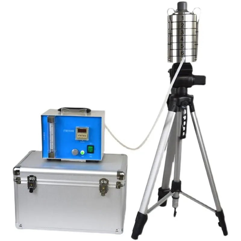 

Six-stage sieve, sampler impact environment, tester float, sampling instrument