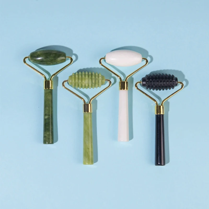 

Новый Xiuyan нефритовый роликовый массажер для лица из натурального камня для лифтинга, антивозрастной инструмент для лица Gua Sha для женщин, уход за кожей и релаксация