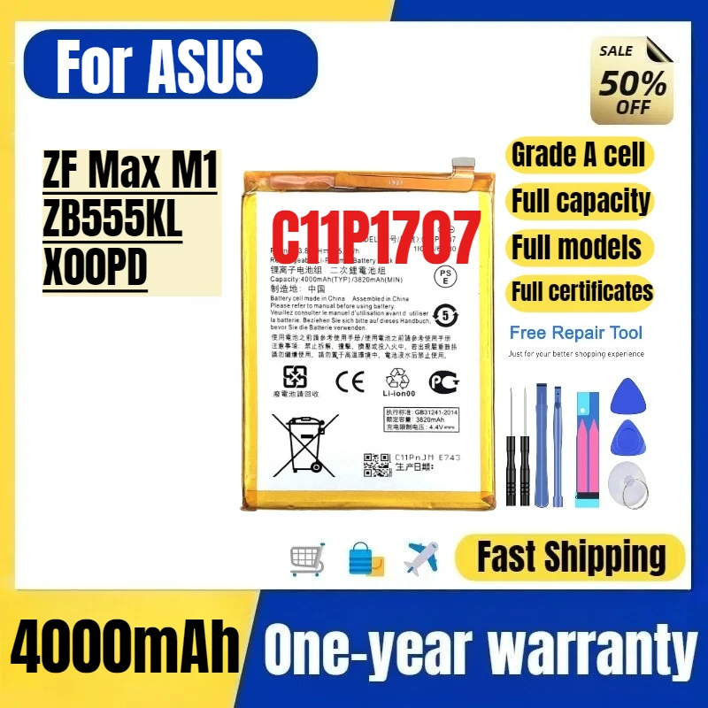 C11P1707 for ASUS ZF Max M1/ZB555KL/X00PD Phone Battery High Quality High Capacity  Replacement Bateria Grade A Cell with Tools