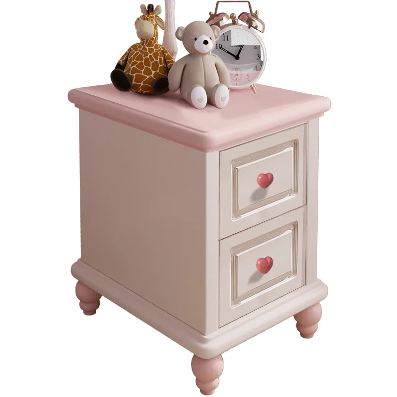 

Bedside table solid wood pink 10/15/20 cm princess style home girl bedroom princess style small apartment storage cabinet