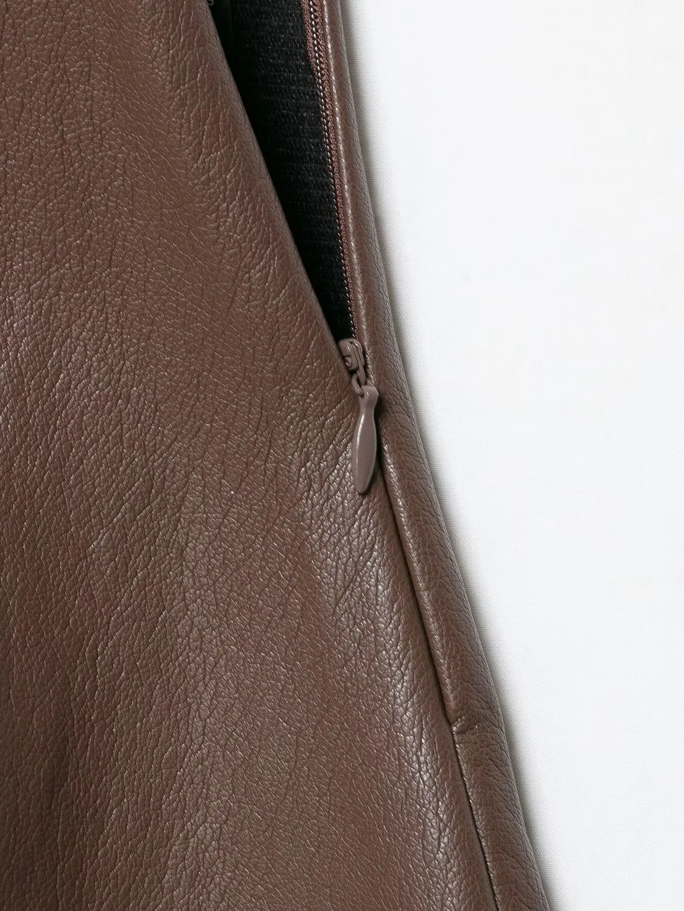 TFMLN Damen Midirock mit hoher Taille, A-Linie, aus PU-Leder, langer Rock, elegant, modisch, einfarbig, für das Büro, Damenrock, Herbstneuheit – Detail 7
