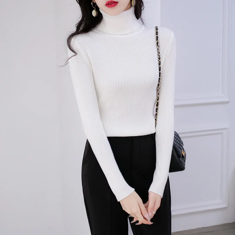 2023 Winter Women Turtleneck Sweater Basic Knitted Soft Pullovers Cashmere Jumpers For Women Fashion Elastic Warm Sweaters