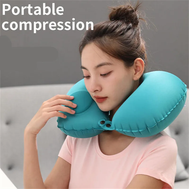 Portable 1PC Inflatable Neck Pillow That Can Be Stored and Self Filled Suitable for Outdoor Travel Business Trips Camping