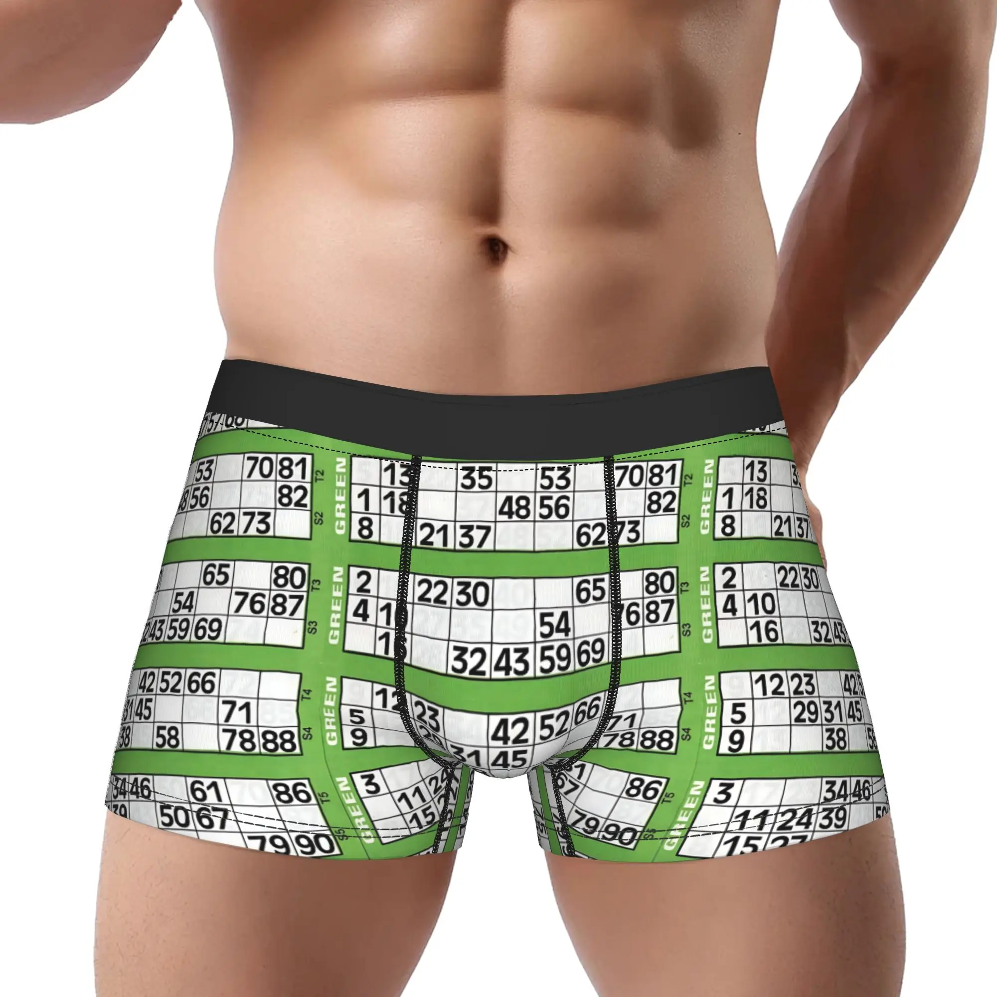 1piece Full Bingo Card Design with Numbers  Underpants Homme Panties Male Underwear Ventilate Shorts
