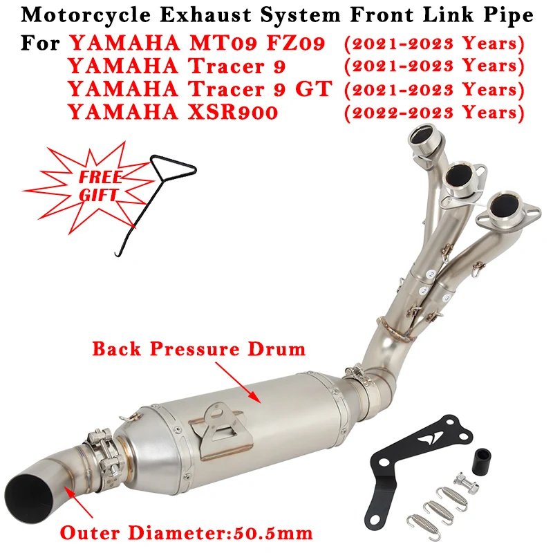 

Motorcycle Exhaust Escape Modify Muffler Front Link Pipe With Back Pressure For YAMAHA MT09 FZ09 Tracer 9 GT XSR900 2021 - 2023