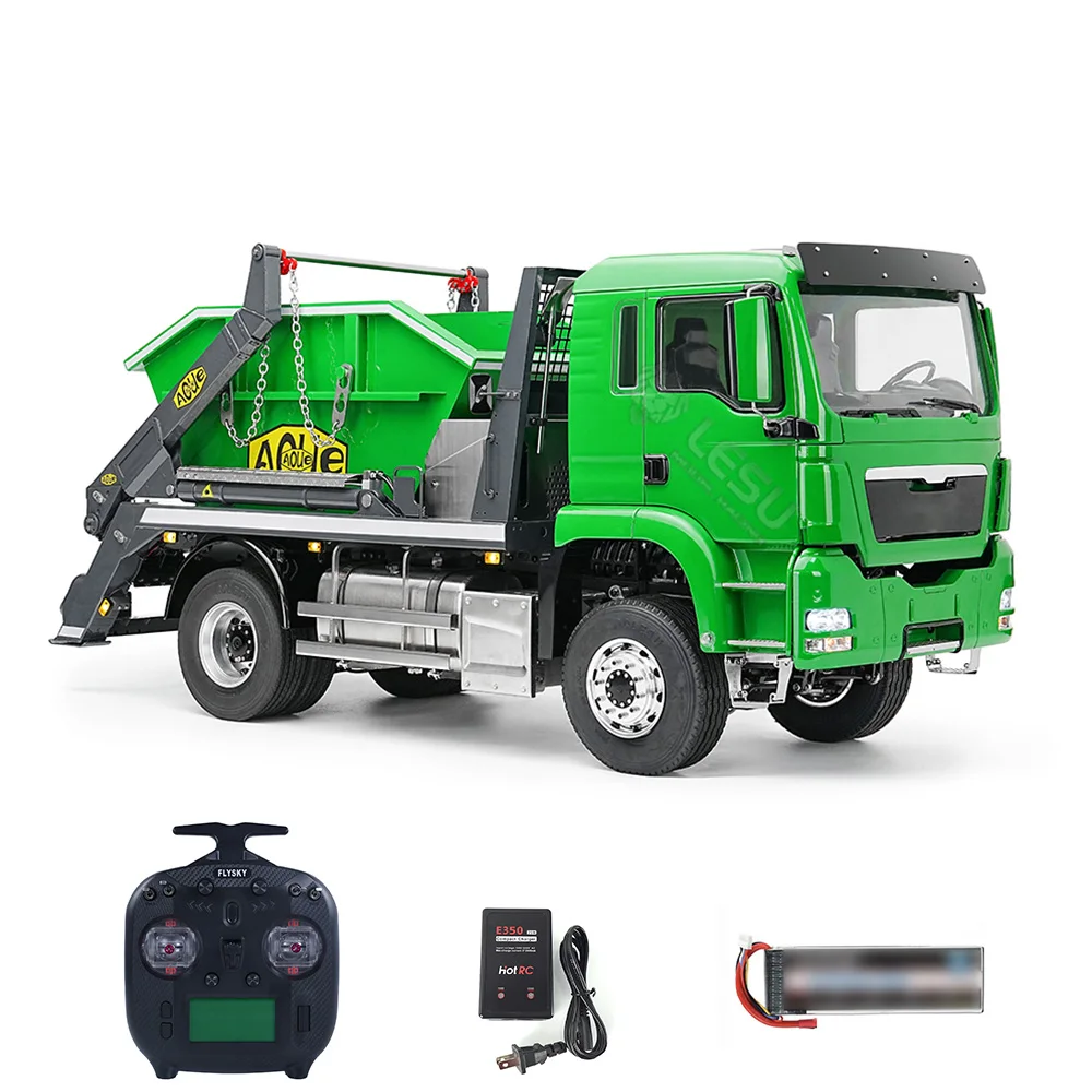 RTR LESU 4*4 RC Skip Loader Truck 1/14 Remote Control Hydraulic Metal Dumper 3-speed Swing Arm Dump Car Model Light Sound System