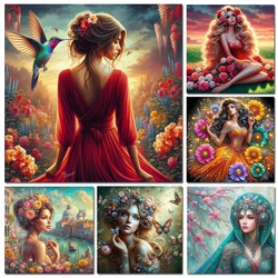 DIY 5D Diamond Painting Fantasy Flower Woman Full Round Square Diamond Embroidery Mosaic Cross Stitch Kits For Home Decor Gift