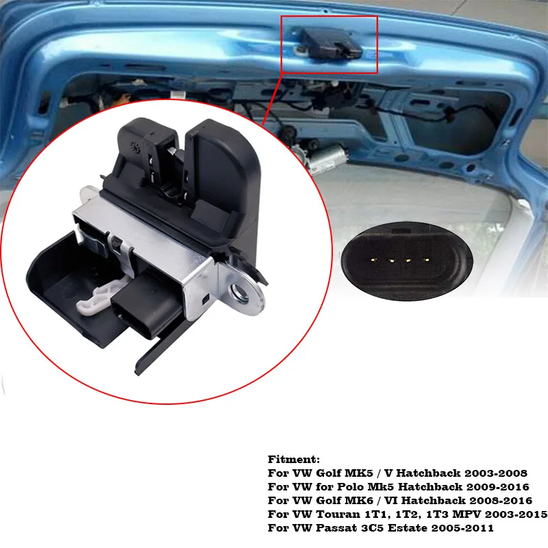 1K6827505E 5K0827505A 5M0827505E 1P0827505D For Seat Leon Rear Trunk Lock Lid Lock Latch For VW Golf Mk5 Golf Git Golf Mk6