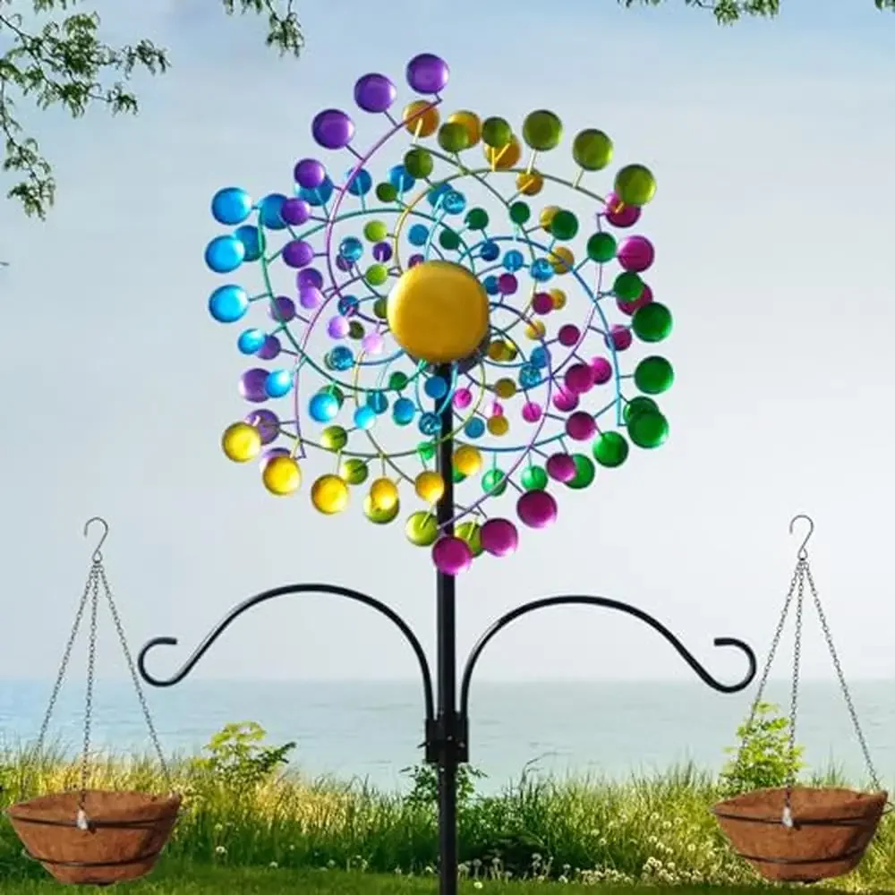 Metal Outdoor Wind Spinner Garden Windmill Kinetic Spinners Patio Lawn Art Sculpture Wind Sculpture Spinner Yard Decor Cyclone