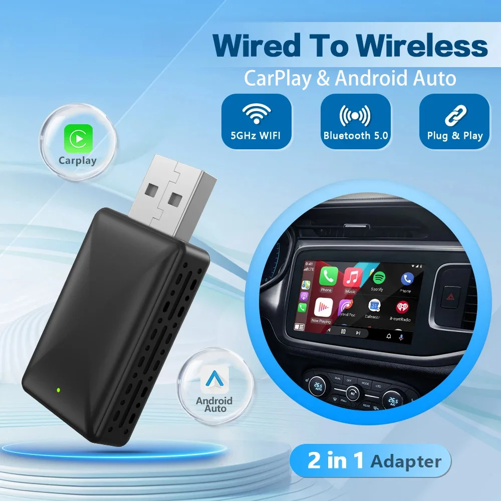 Mini CarPlay Wireless Adapter CarPlay Dongle Bluetooth WiFi Fast Connect Plug and Play for OEM Wired CarPlay Car New