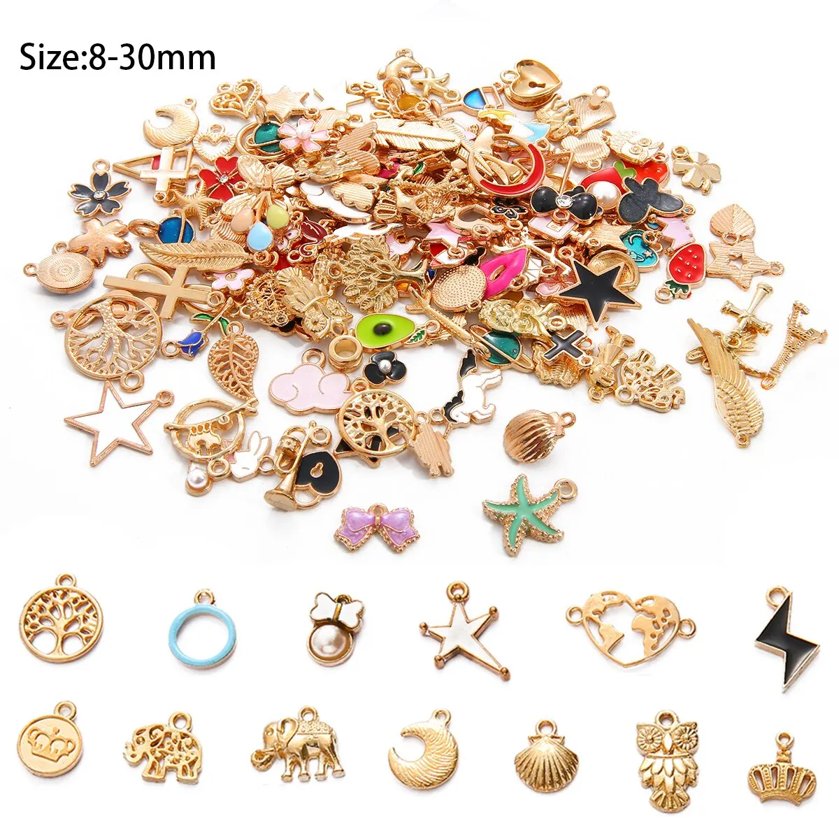 20pcs Drip Oil Alloy Small Pendant Mixed DIY Handmade Necklace Earrings Accessories Bracelet Pendant Materials Accessories