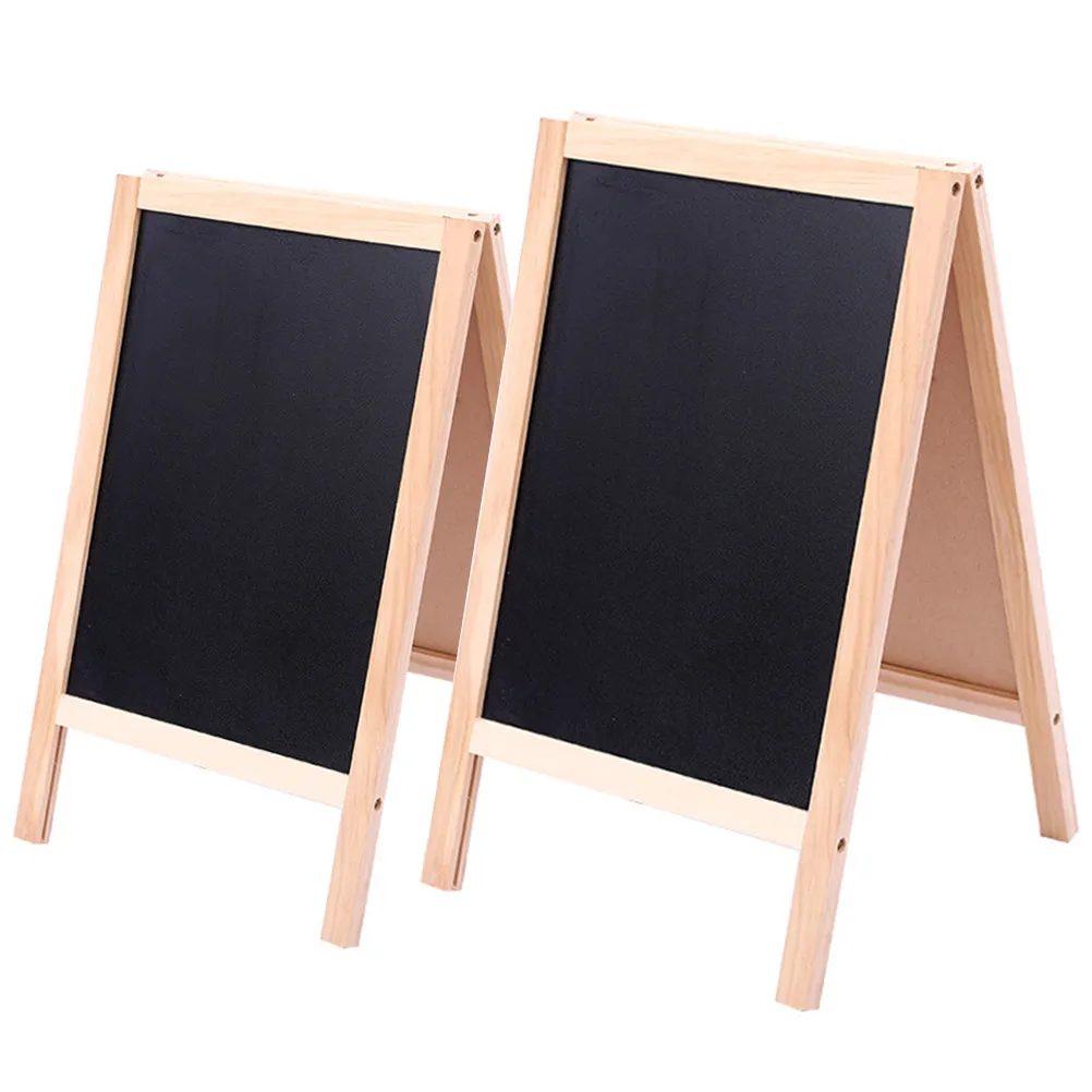 2Pcs Wooden Chalkboard Vertical Freestanding Double-Sided Erasable Blackboard Whiteboard for Students Home School Party
