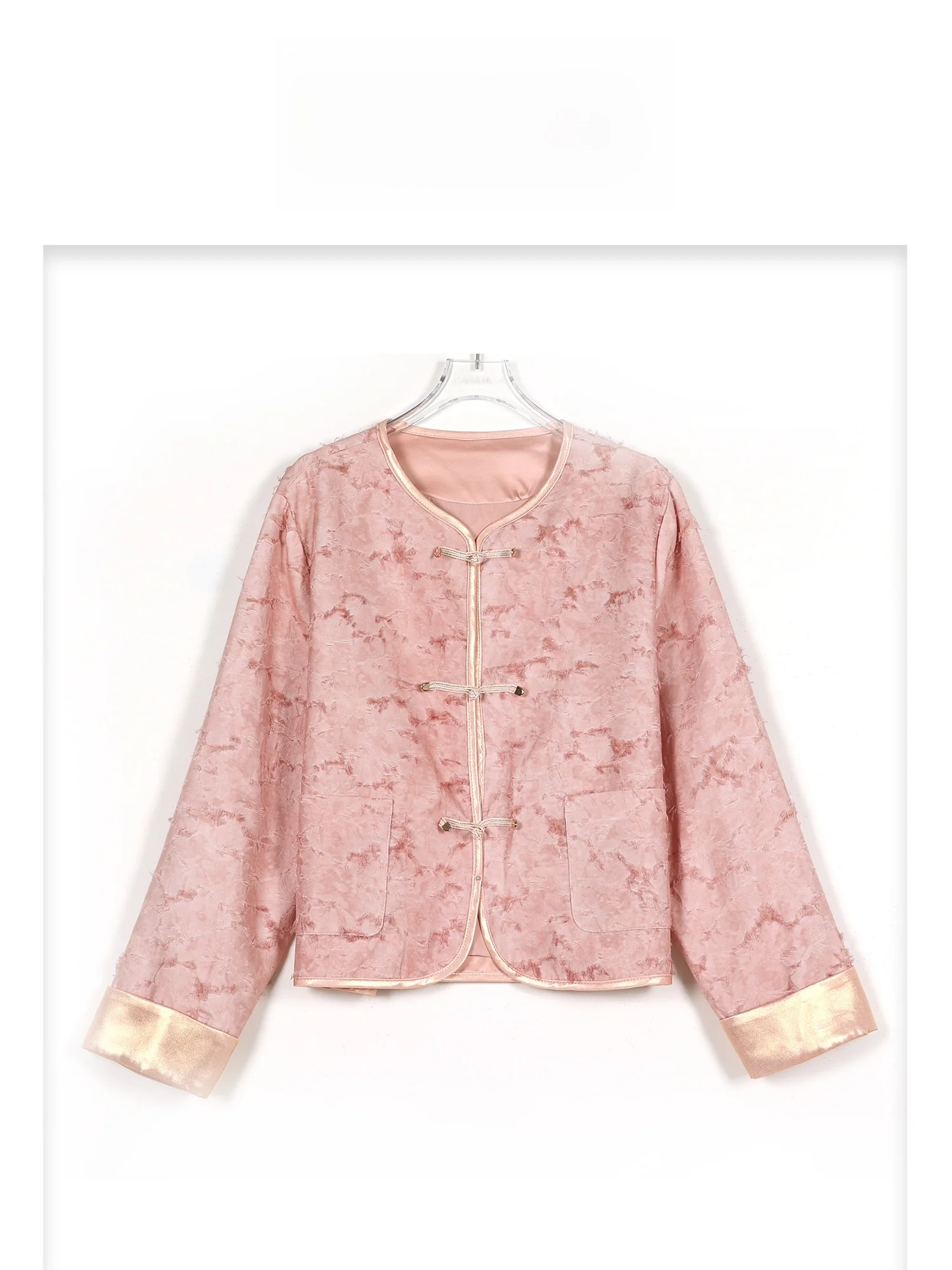 

New Chinese Sle Fringe Coat Button Design Simple Match Autumn Winter Women's ort Outerwear Polyester Fiber round Ne Lon...