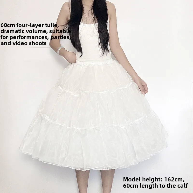 تنورة لوليتا ناعمة من الشاش متوسطة الطول تدعم سترة يومية ممتدة للقاعدة محسن تنورة 60 سنتيمتر للفتيات والسيدات موعد غير رسمي