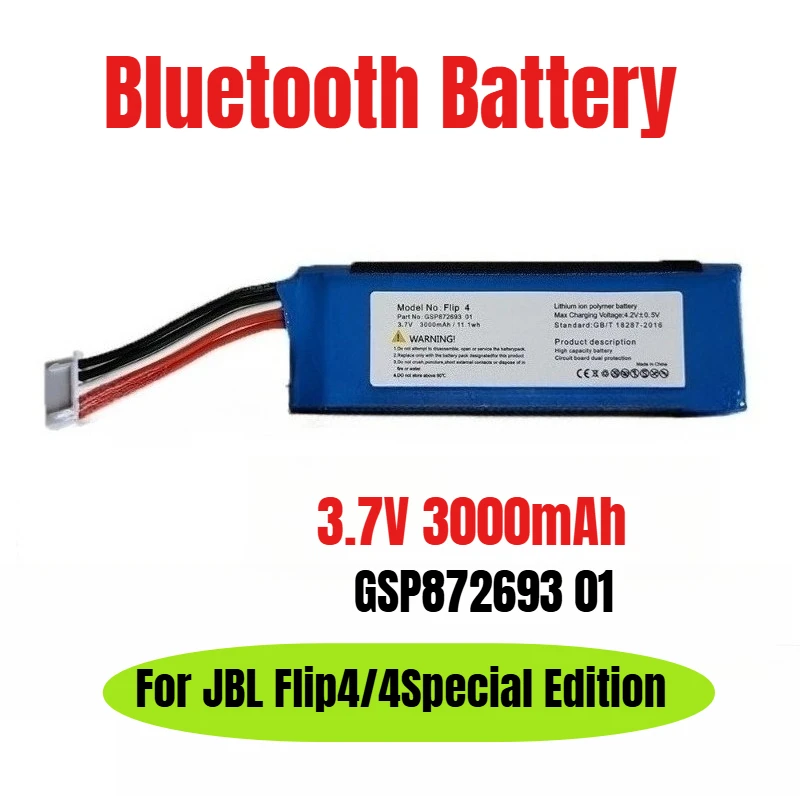 

3.7V 3000mAh for JBL Flip4/4Special Edition GSP872693 01 Bluetooth Battery