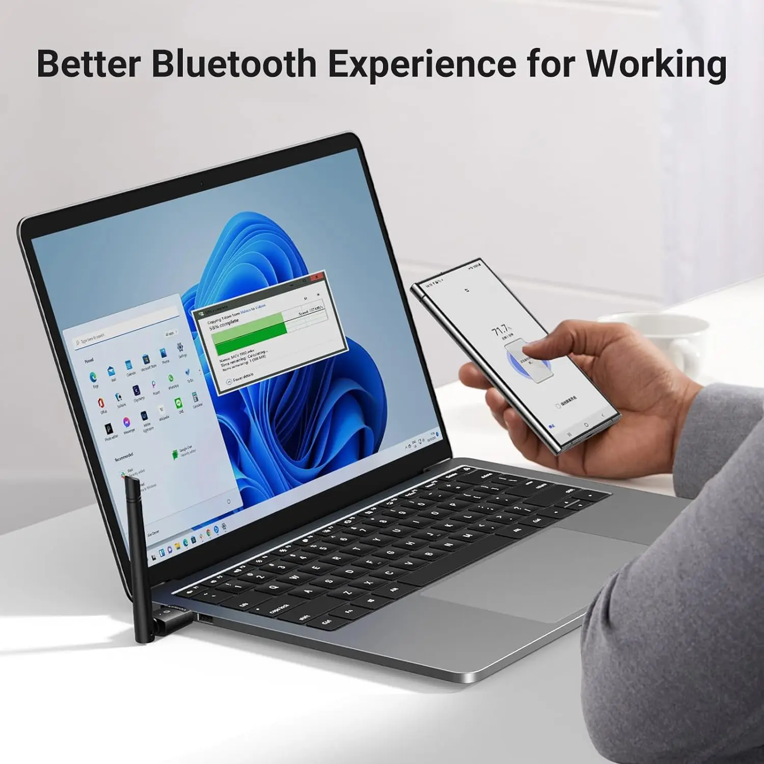 UGREEN 2024 블루투스 5.4 어댑터 PC용 장거리 USB 블루투스 동글 (BR+EDR+BLE) 무선 전송 블루투스 마우스용