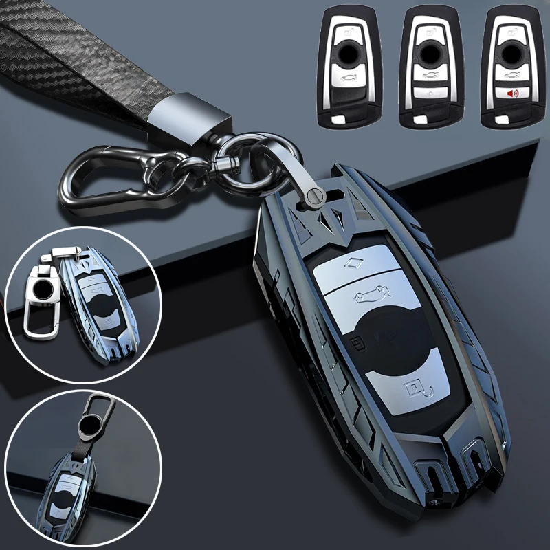 Zinc Alloy TPU Car Remote Smart Key Fob Case Cover Holder Bag With Keychain For BMW 1 2 3 4 5 6 7 X2 X3 X4 X5 F10 F30 M5 F15