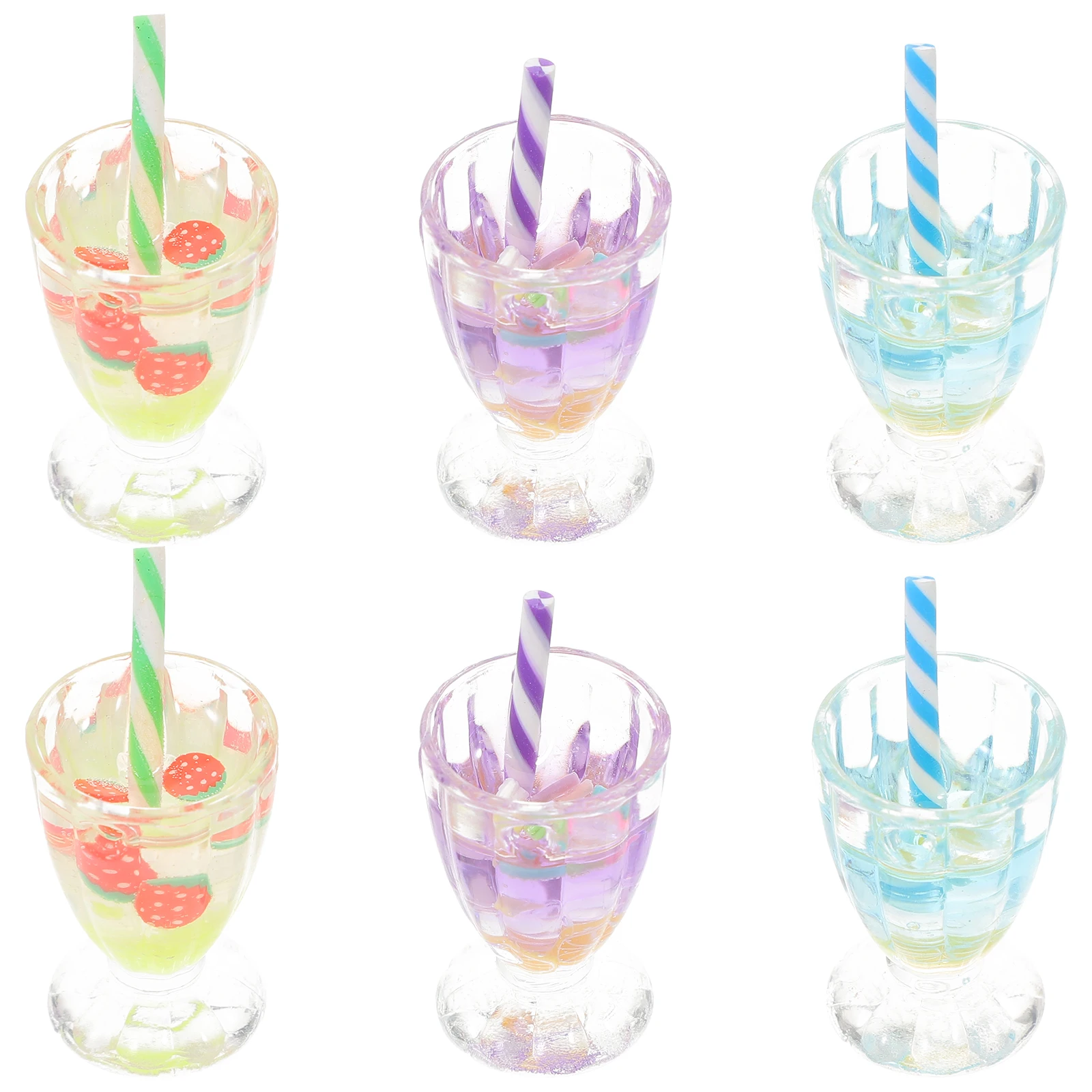 

6pcs Dollhouse Mini Ice Cream Goblet Resin Decorative Easy Clean Cute Pretend Food Kitchen Decoration Montessori Play