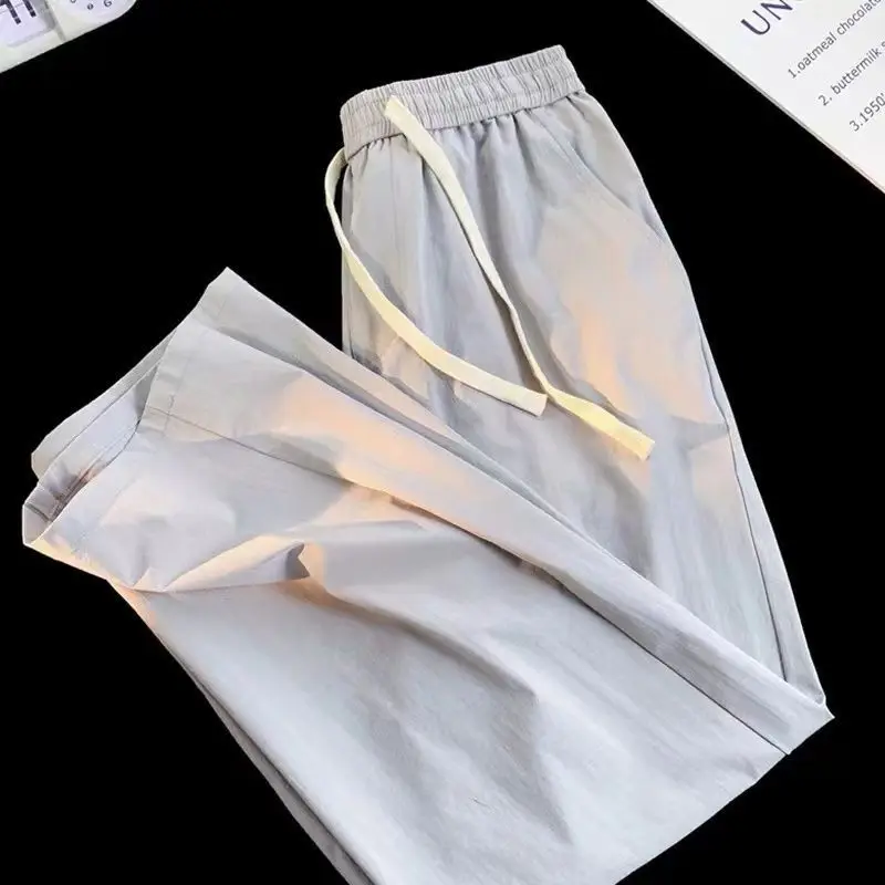 

Men's Loose Straight Leg Pants Summer Ice Silk Ultra-Thin Quick-Drying Casual Versatile Nine-Piece Trendy Sports Pants