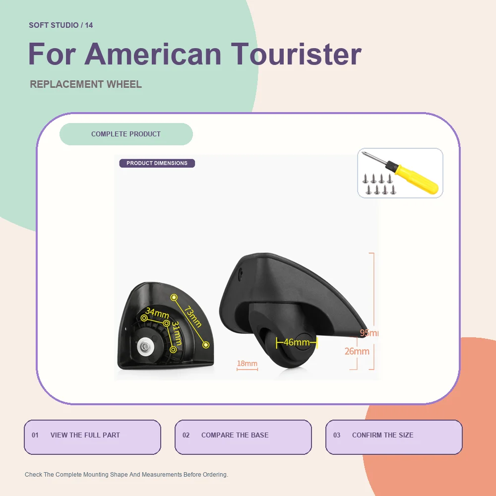 Soft Studio Suitcase Replacement Wheel For American Tourister Durable Silent Wheel Repair Part Premium Travel