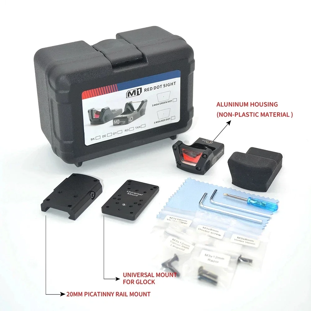 التكتيكية 3 Moa M1 الأحمر الأخضر نقطة منعكس البصر فتح باعث بندقية الصيد نطاق مع غلوك دوكتر LP جبل لمسدس الادسنس