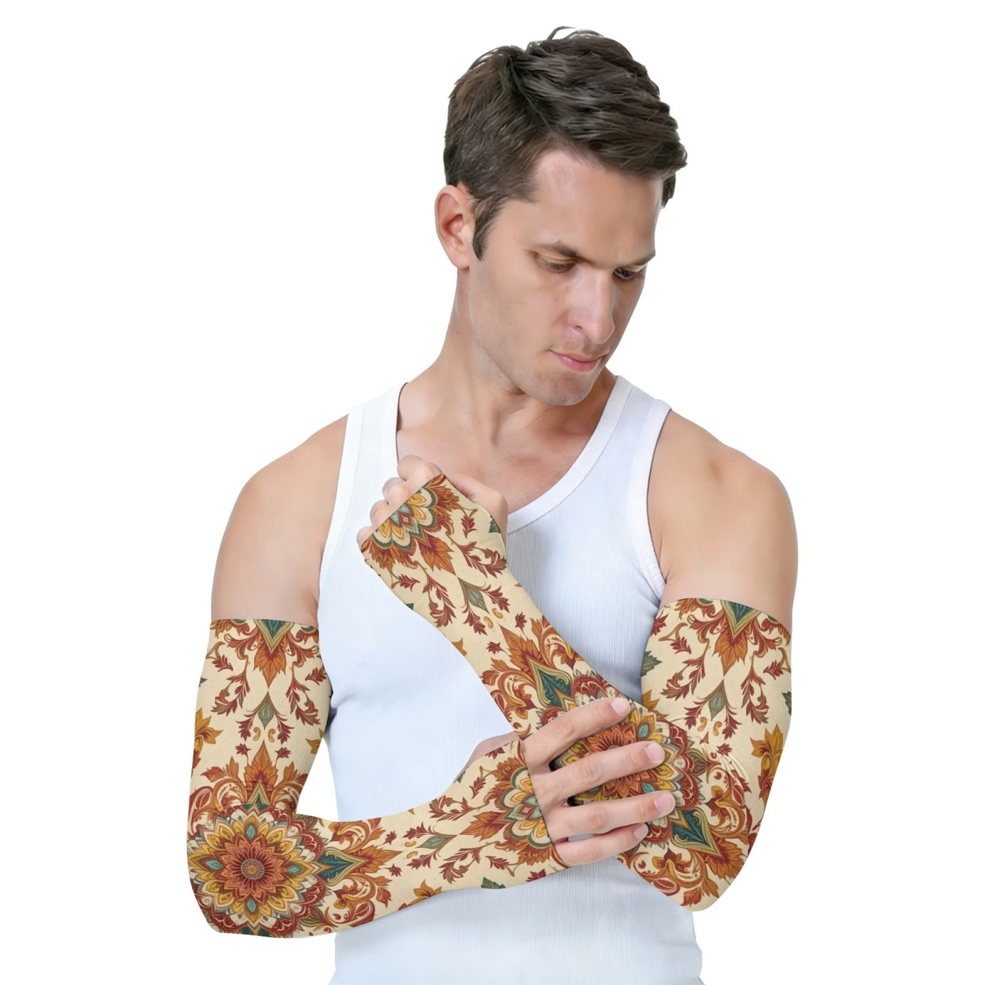 

Retro Mandala Arm Sleeves Fashion Elastic Breathable Non-slip Sports Sleeves Happy Gardening Outdoor Bicycle Protective Cover