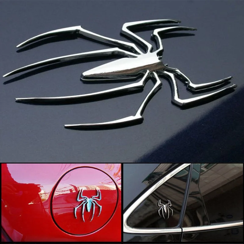 Naklejki samochodowe metalowe 3D pająk Logo na samochód złoto/srebro akcesoria samochodowe do stylizacji metalowa naklejka Chrome pająk odznaka godło