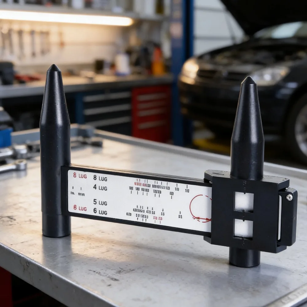 

Wheel Rim Bolt Pattern Sliding PCD Measuring Tool Gauge Ruler 8 Holes PCD Ruler Lugs Hub Pitch Measurement Tool