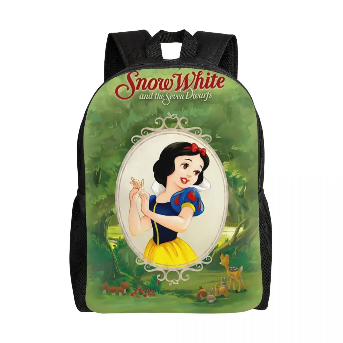 

Customized Snow White And The Seven Dwarfs Backpack Men Women Casual Bookbag for School College Cartoon Movie Bags