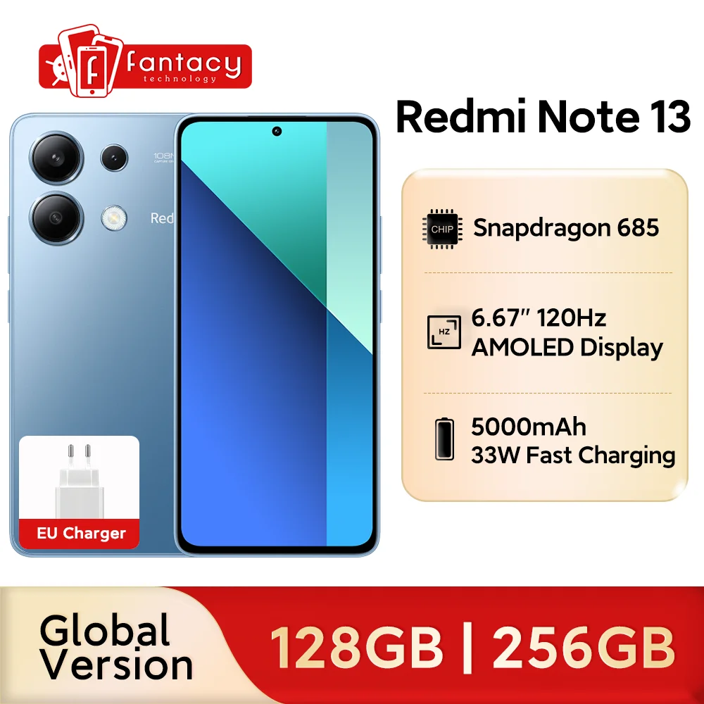 Xiaomi Redmi Note 13 4G Global Version 5000mAh Snapdragon® 685 108MP camera 120Hz AMOLED display 33W charging