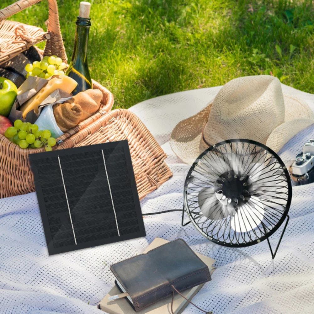 10W Solar Panel Fan 8 Inch Portable Ventilation With Bank Function For Outdoor Camping And Cooling Tool