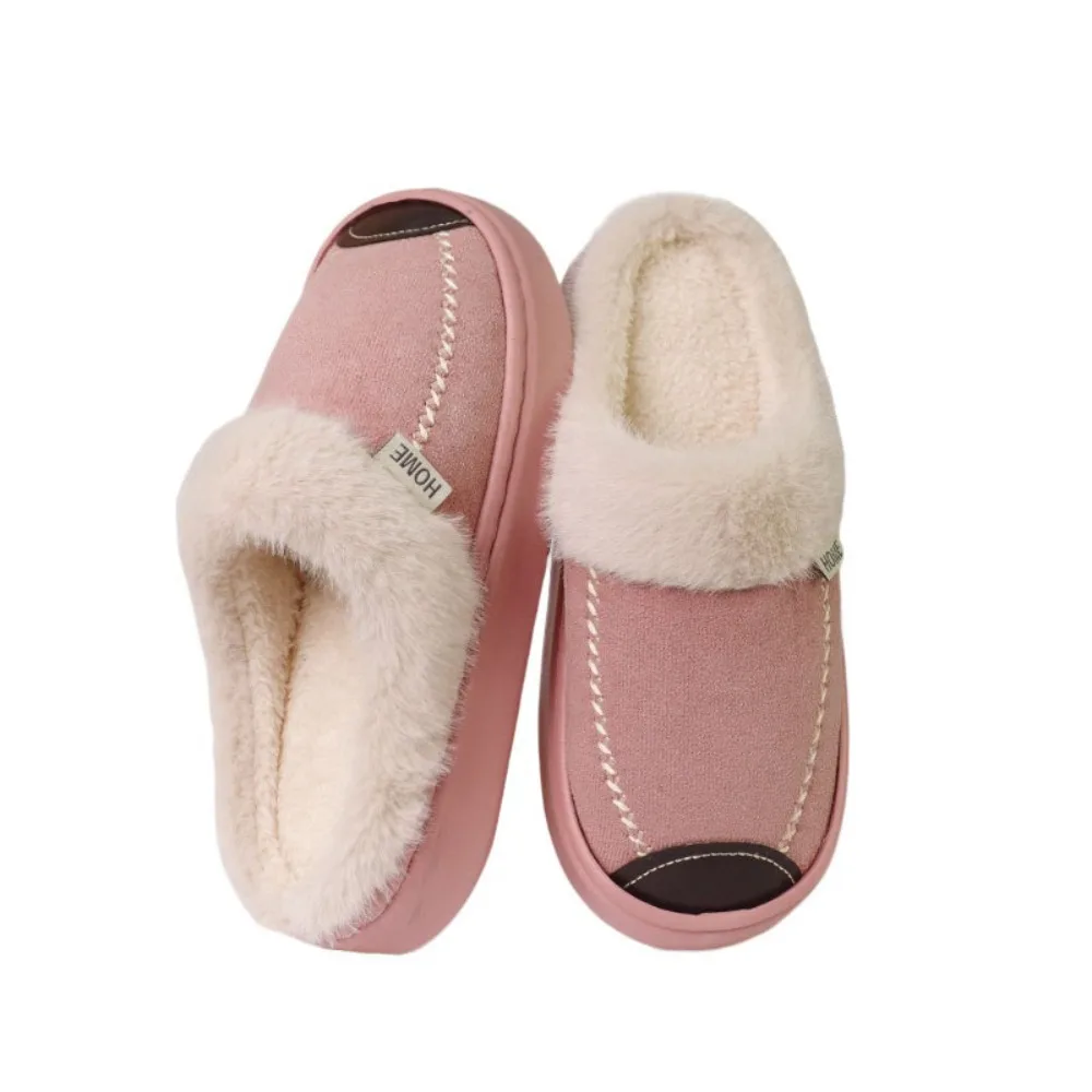 

Thick Sole Furry Thermal Slipper Fluffy Homewear Shoes Warm Slippers Couple Home Slippers Anti-skid Cotton Slippers Bedroom