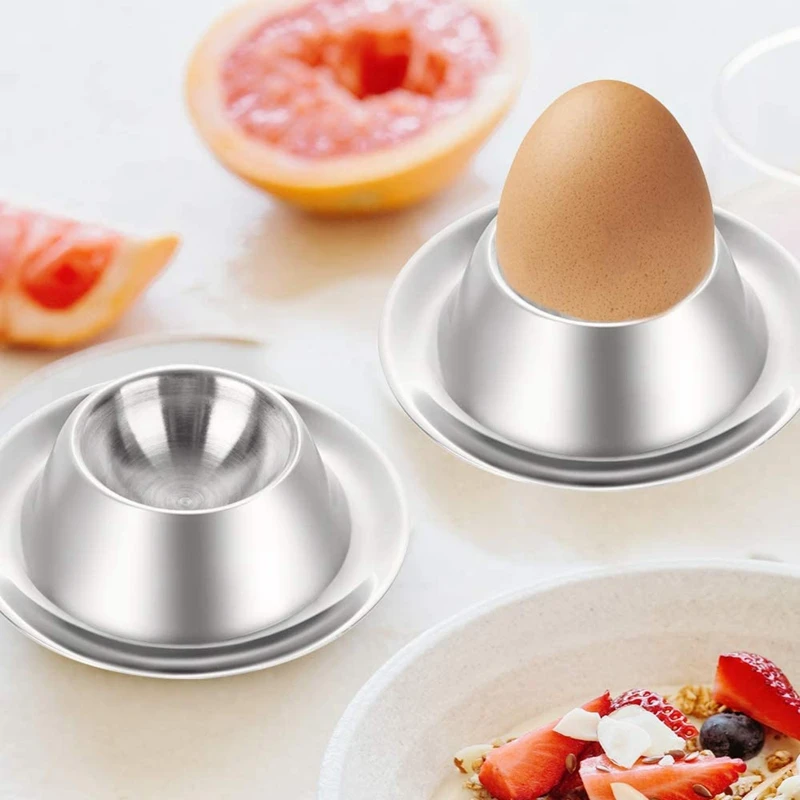 Egg Cup Holder Set Of 2 Pack,Stainless Steel Egg Cups Plates Tableware Holder For Hard Soft Boiled Egg,Kitchen Display