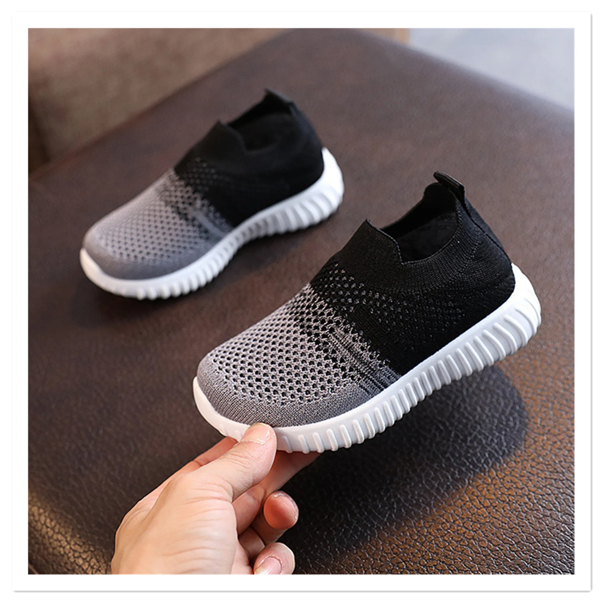 

Spring and Autumn Style Contrast Colored Mid size Children's Shoes Breathable Student Shoes Trend Casual Shoes Korean Edition Bo