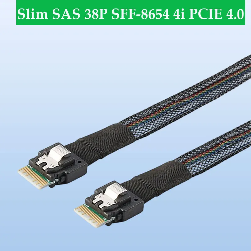 

ADT-Link Slim SAS 38P SFF-8654 4i PCIE 4.0 Hard Disk Server Data Transmission Cable Length Optional 0.5M 1M