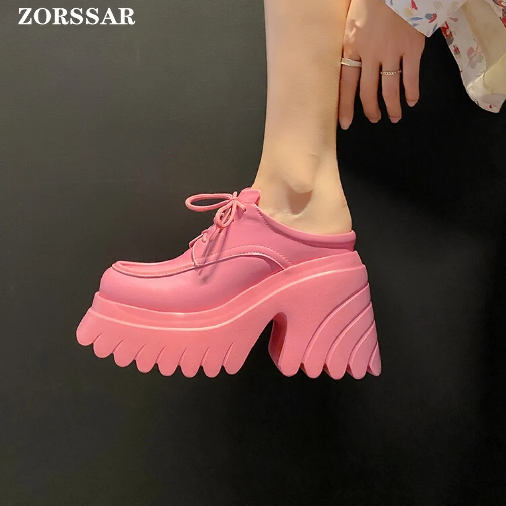 Cover Toe Women Platform Chunky Heel Slides Sandals Slip On Cutout Goth Punk Style Casual Outdoor Mules Shoes Summer 2024 New