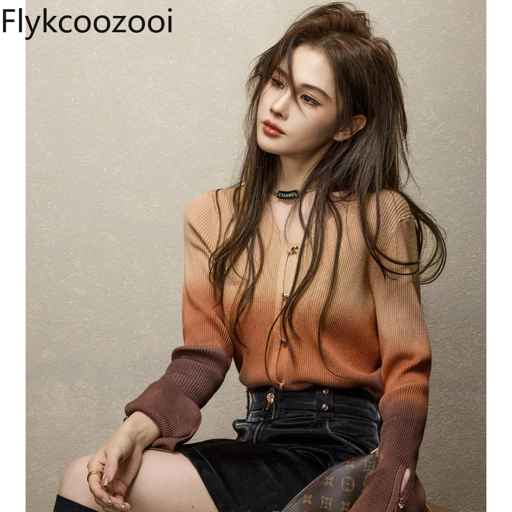 Mode populaire Driekleurige jarretelgeverfd gebreid vest Regulai Fit winterkleding vrouwen chompas para mujer gebreide jas