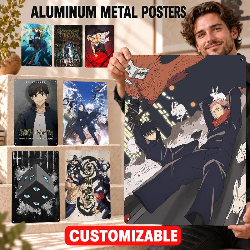 Jujutsu Kaisen Aluminum Posters Animated Adventure Graphic Collector Room Wall Art Personalized Metal Sign Gift For Anime Fans