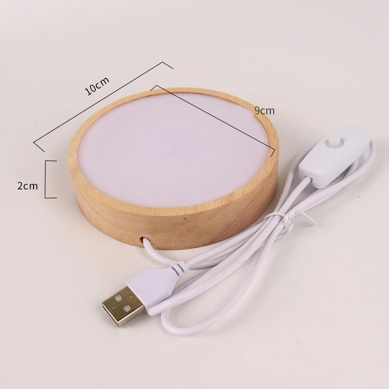 Wood Light Base Rechargeable Remote Control Wooden Led Light Rotating Display Stand Lamp Holder Lamp Base Art Ornament